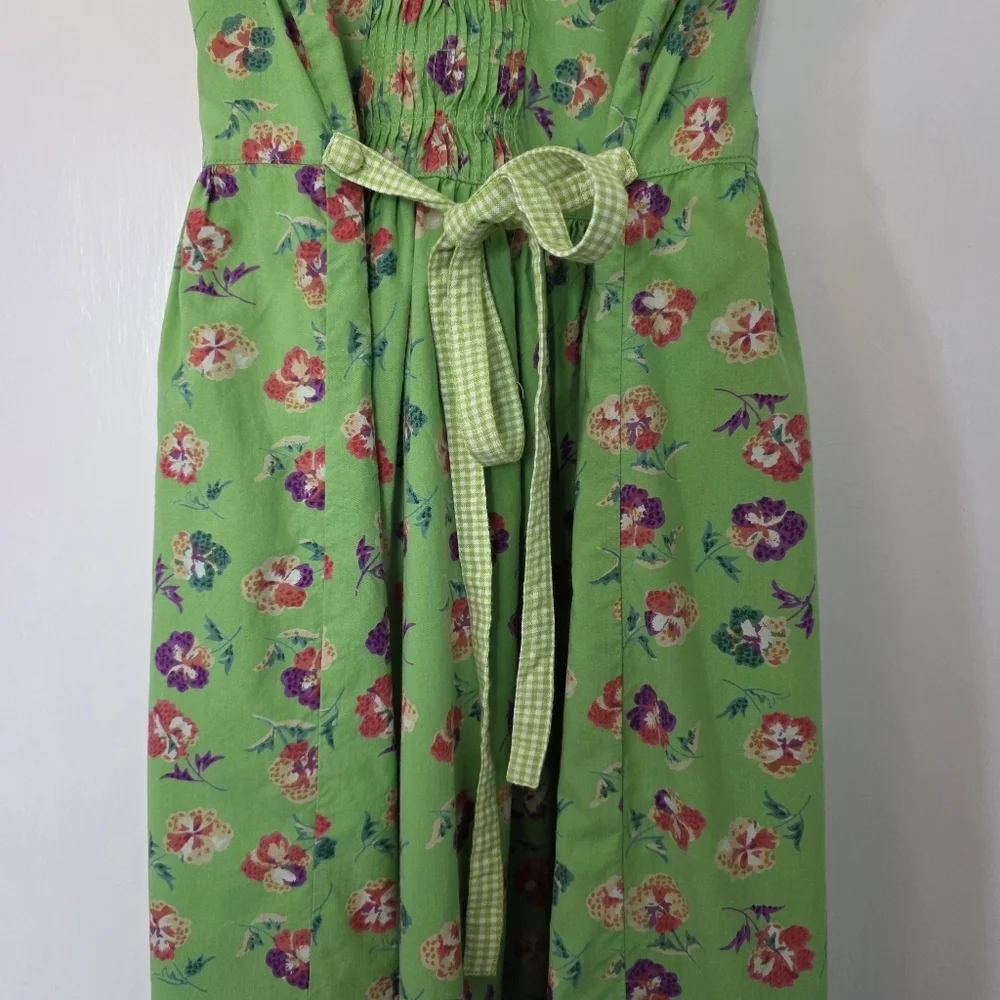 Vintage Cornelloki Dress by April Cornell – Girls Size 9/10 – Green/Pansy Floral - Picture 7 of 8